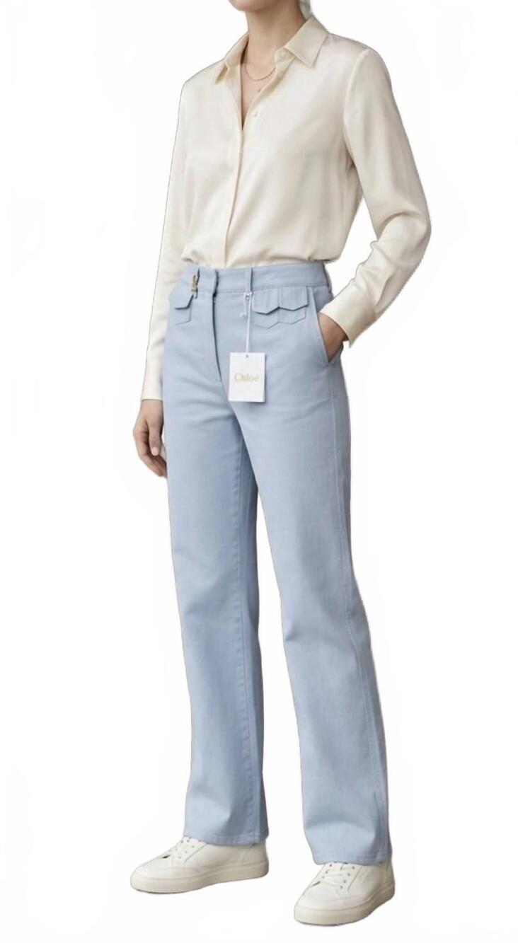 NEW CHLOE high rise trouser in shady blue